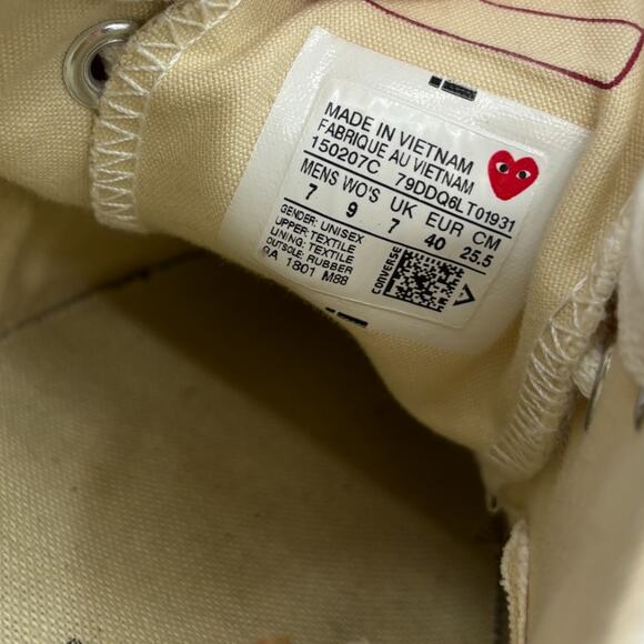 Converse x PLAY COMME DES GARÇONS CDG Play Low Off White Sneakers - Picture 11 of 12